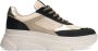 Manfield Dames Zwarte leren sneakers met suède details - Thumbnail 1