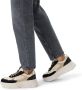 Manfield Dames Zwarte leren sneakers met suède details - Thumbnail 1