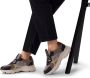 Manfield Dames Zwarte leren sneakers met suède panter details - Thumbnail 1