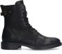 Manfield Dames Zwarte leren veterboots - Thumbnail 2