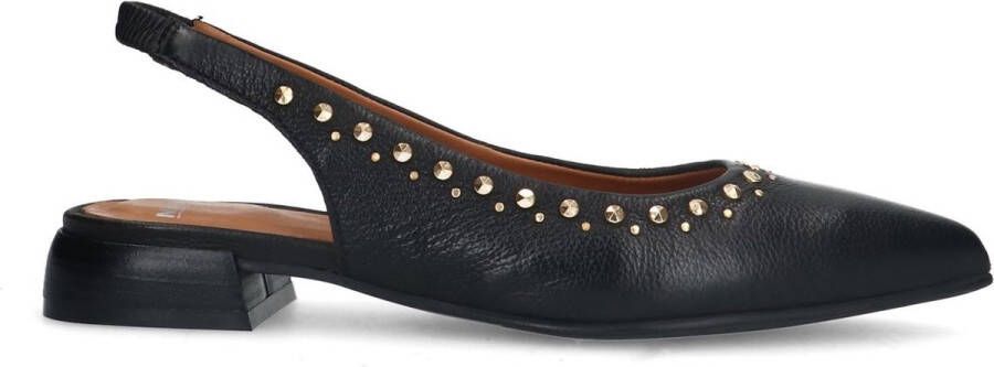 Manfield Dames Zwarte slingbacks met gouden studs