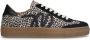 Manfield Dames Zwarte suède leopard sneakers - Thumbnail 1