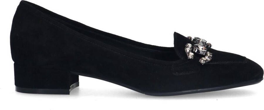 Manfield Dames Zwarte suède loafer pumps