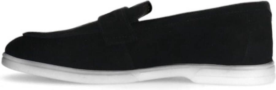 Manfield Dames Zwarte suède loafers