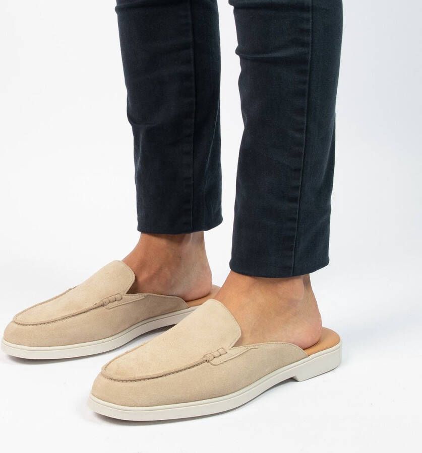 Manfield Heren Beige suède slip on loafers