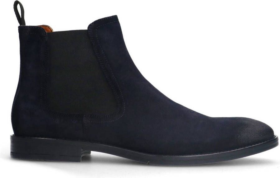 Manfield Heren Blauwe suède chelsea boots