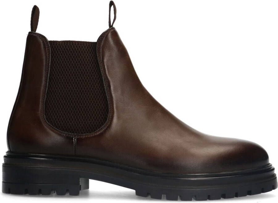 Manfield Heren Bruine leren chelsea boots