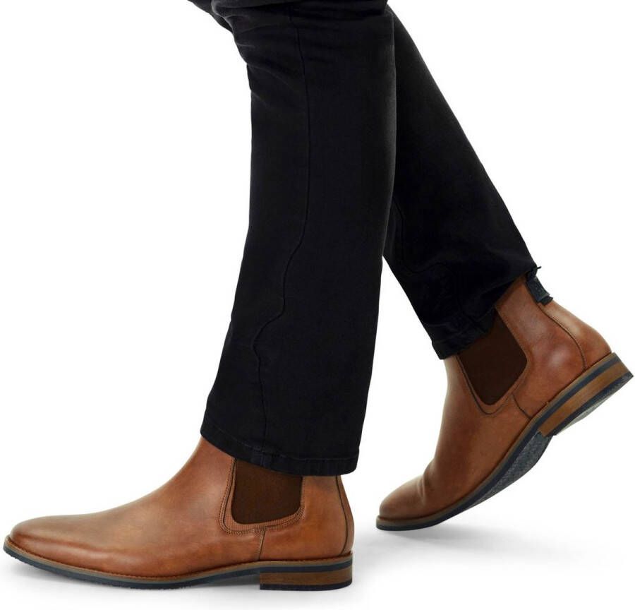 Manfield Heren Cognac leren chelsea boots