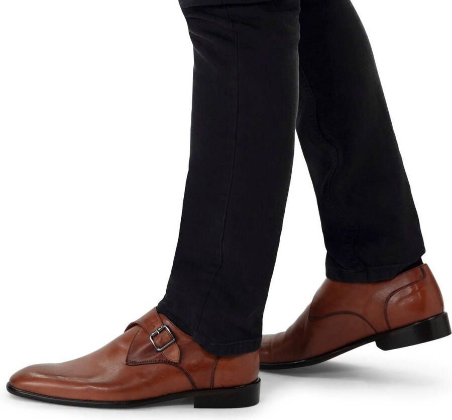 Manfield Heren Cognac leren gespschoenen