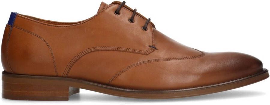 Manfield Heren Cognac leren veterschoenen