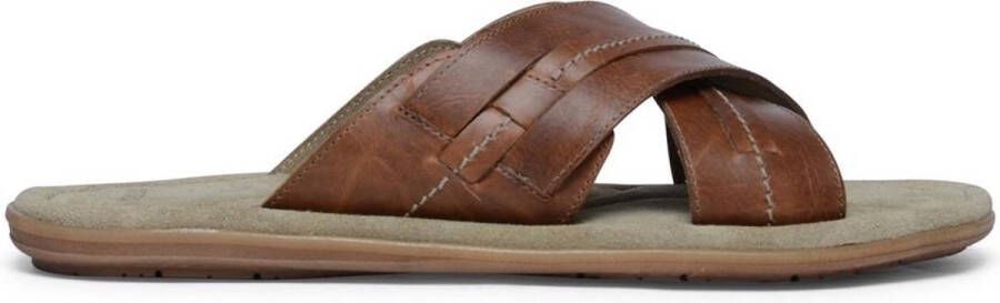 Manfield Heren Cognac slippers leer