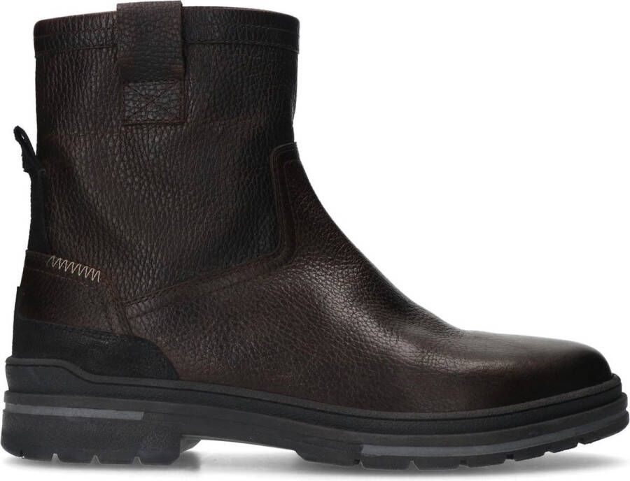 Manfield Heren Donkerbruine leren boots