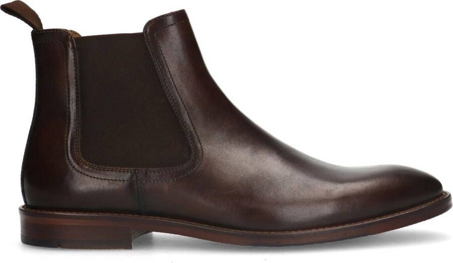 Manfield Heren Donkerbruine leren chelsea boots - Foto 1