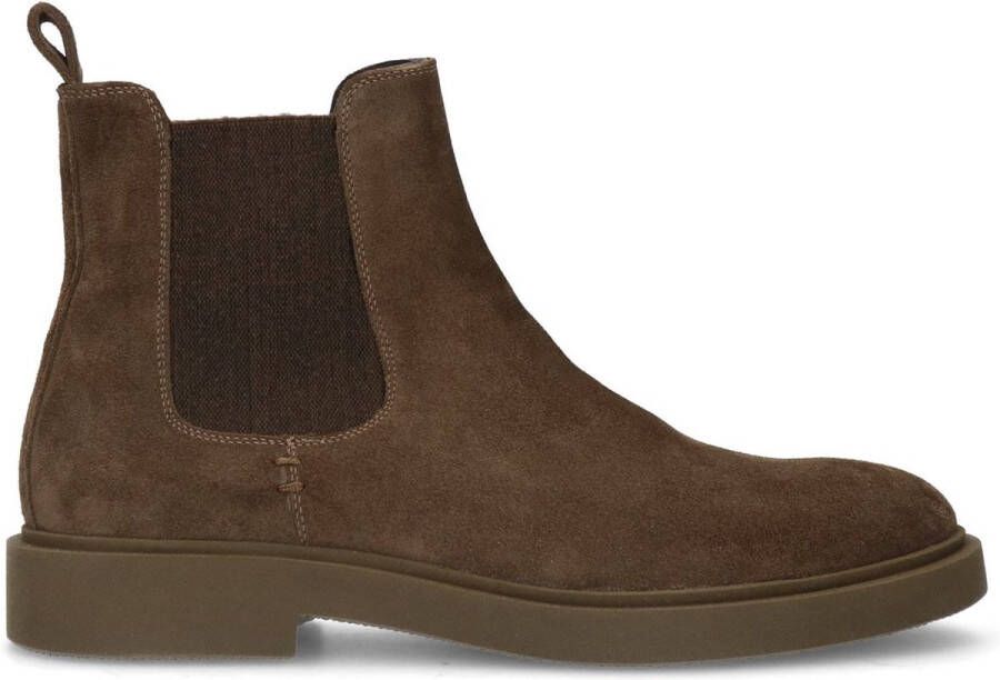 Manfield Heren Donkerbruine suède chelsea boots