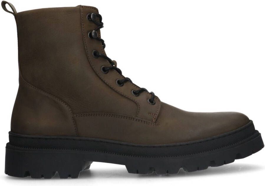 Manfield Heren Groene leren veterboots