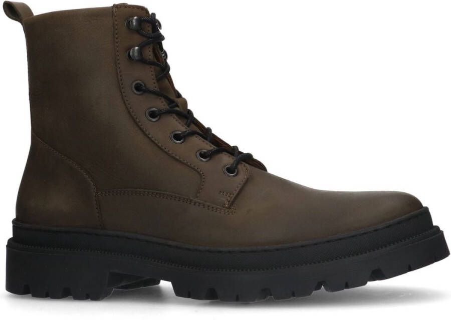 Manfield Heren Groene leren veterboots