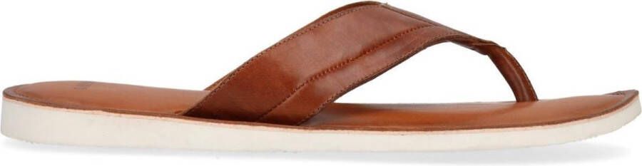 Manfield Heren Leren slippers bruin