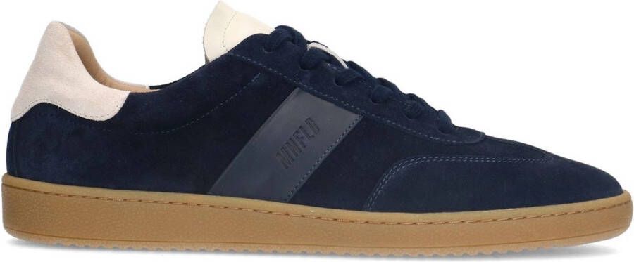 Manfield Heren Navy blauwe suède sneakers