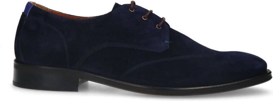 Manfield Heren Navy suède veterschoenen