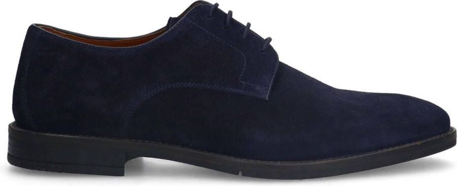 Manfield Heren Navy suède veterschoenen