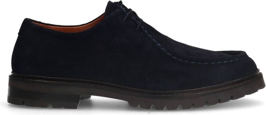 Manfield Heren Navy suède veterschoenen