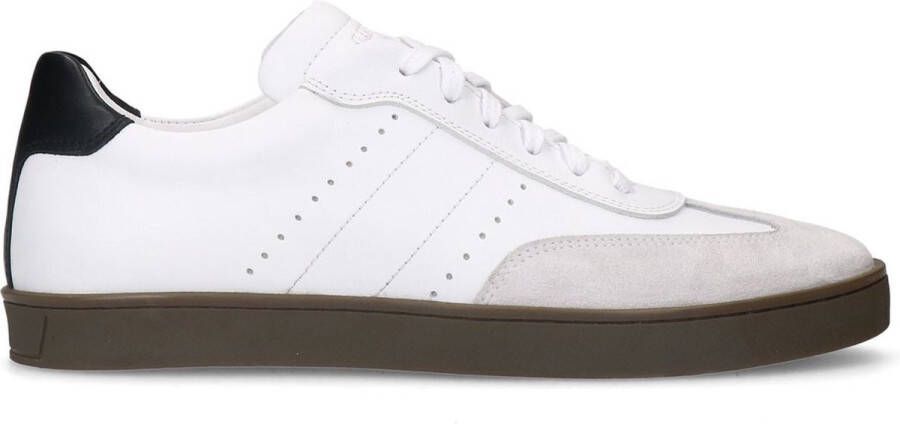 Manfield Heren Witte leren sneaker