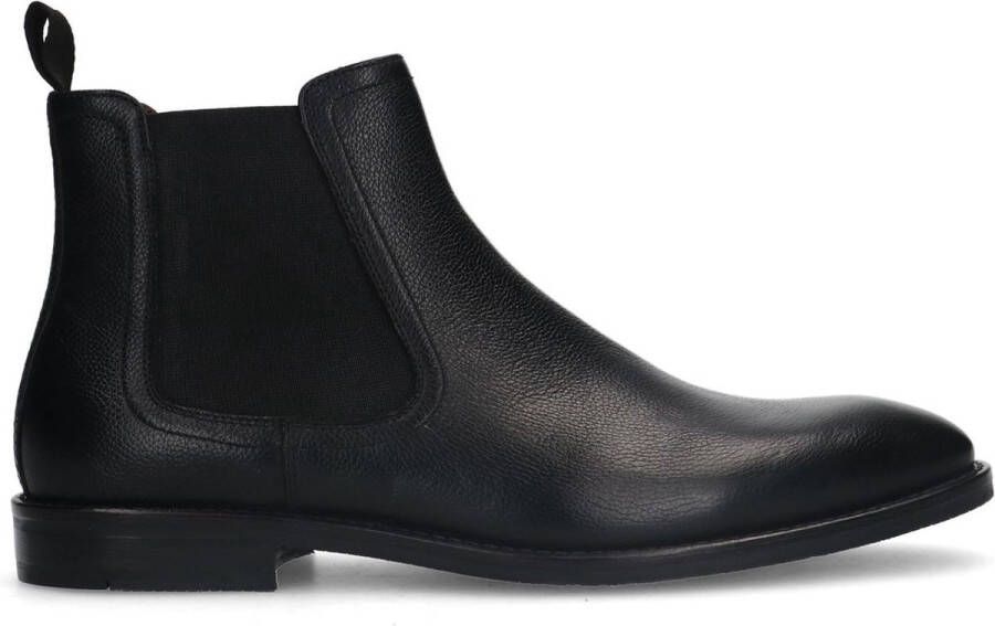 Manfield Heren Zwarte leren chelsea boots