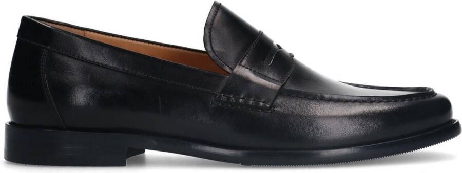 Manfield Heren Zwarte leren loafers