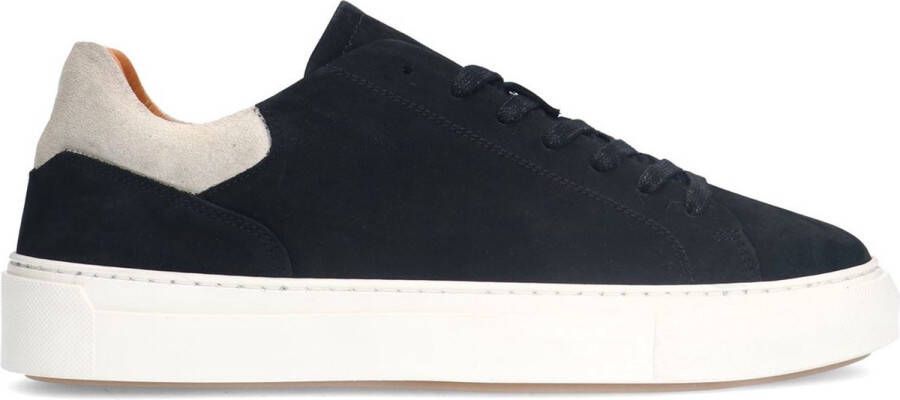 Manfield Heren Zwarte nubuck sneakers met grijze details