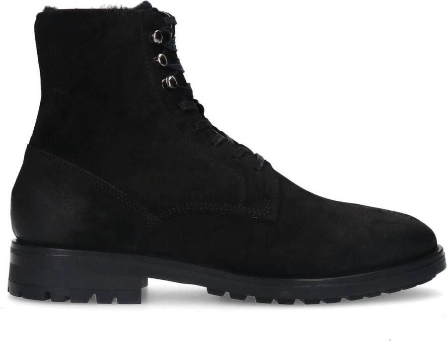 Manfield Heren Zwarte shearling veterboots