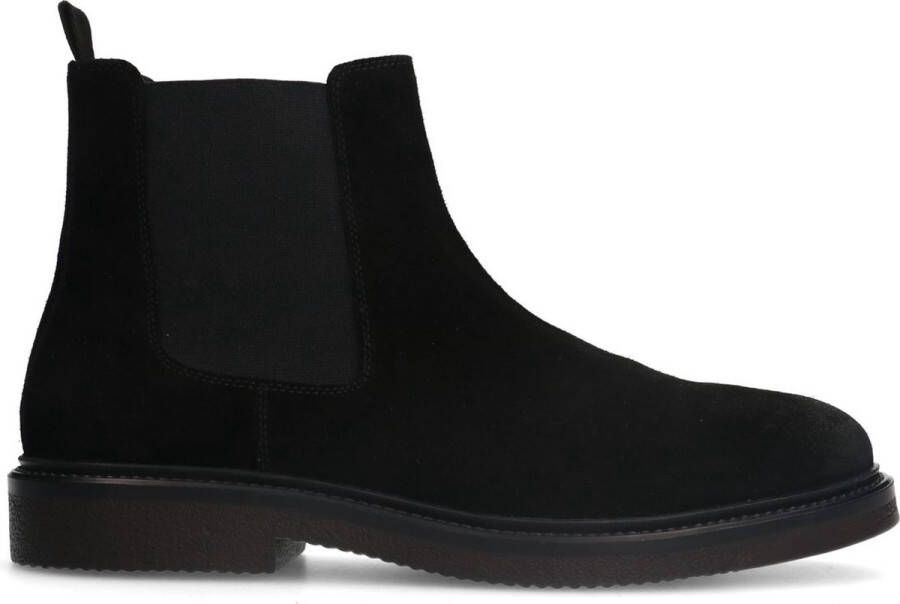 Manfield Heren Zwarte suède chelsea boots