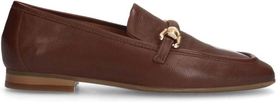 MANFIELD X INTERIEUR VAN MIES Dames Bruine leren loafers met gouden chain