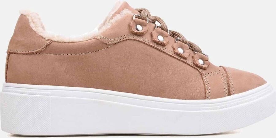 Mangará Araucária Dames Wintersneakers Suède Met Shearling Beige