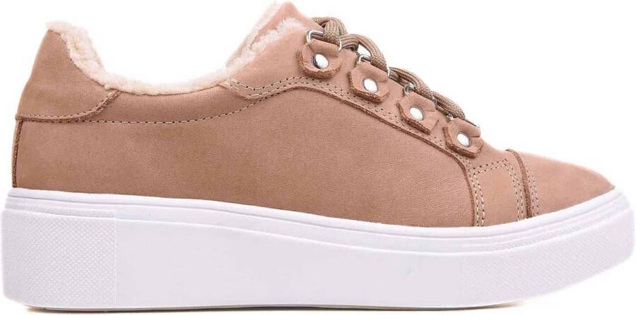 Mangará Araucária Dames Wintersneakers Suède Met Shearling Beige