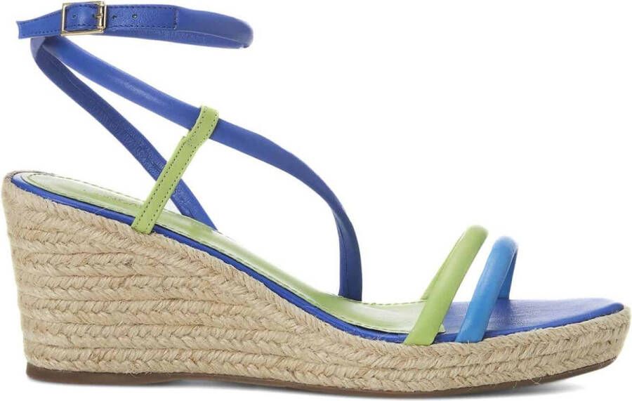 Mangará Romã Dames espadrilles Leer en Raffia Blauw