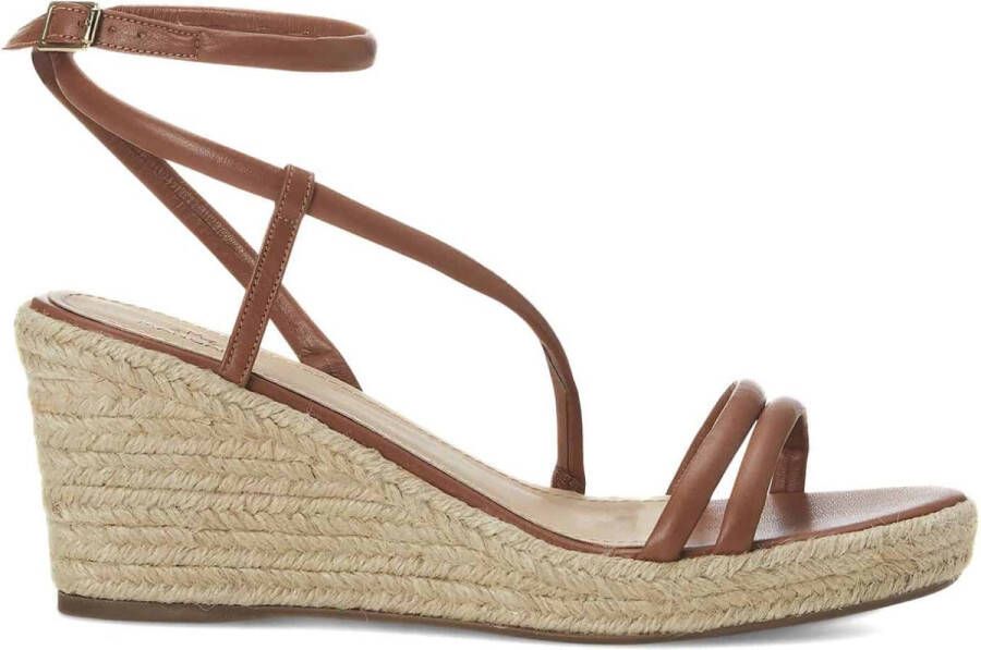 Mangará Romã Dames espadrilles Leer en Raffia Bruin