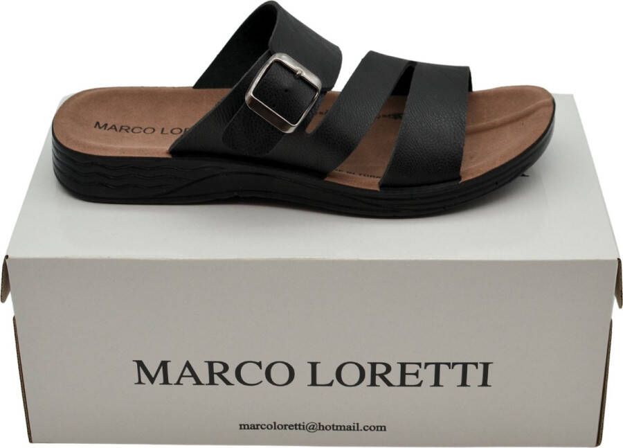 Marco Loretti Shoes Lu Leren Sandalen Binnen Buiten Schoeisels en Unisex Zwart Leder