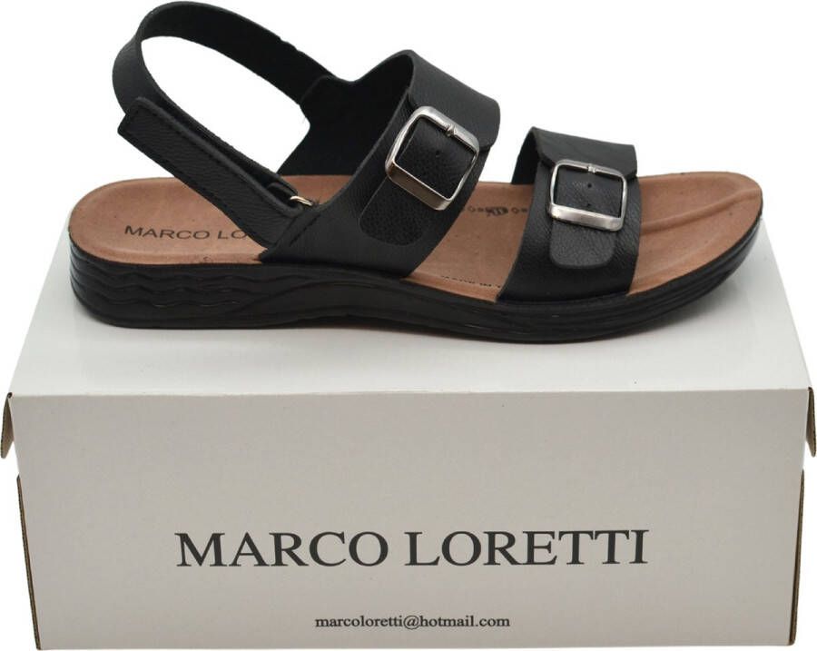 Marco Loretti Shoes Serenus Leren Sandalen Binnen Buiten Schoeisels en Unisex Zwart Leder