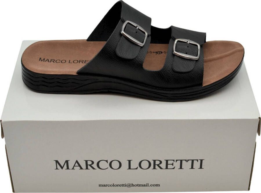 Marco Loretti Shoes Vita Leren Sandalen Binnen Buiten Schoeisels en Unisex Zwart Leder