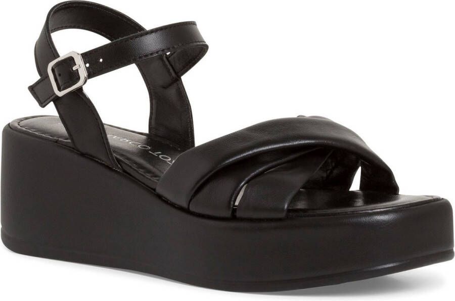 Marco tozzi Zwarte platte sandalen voor vrouwen Black Dames