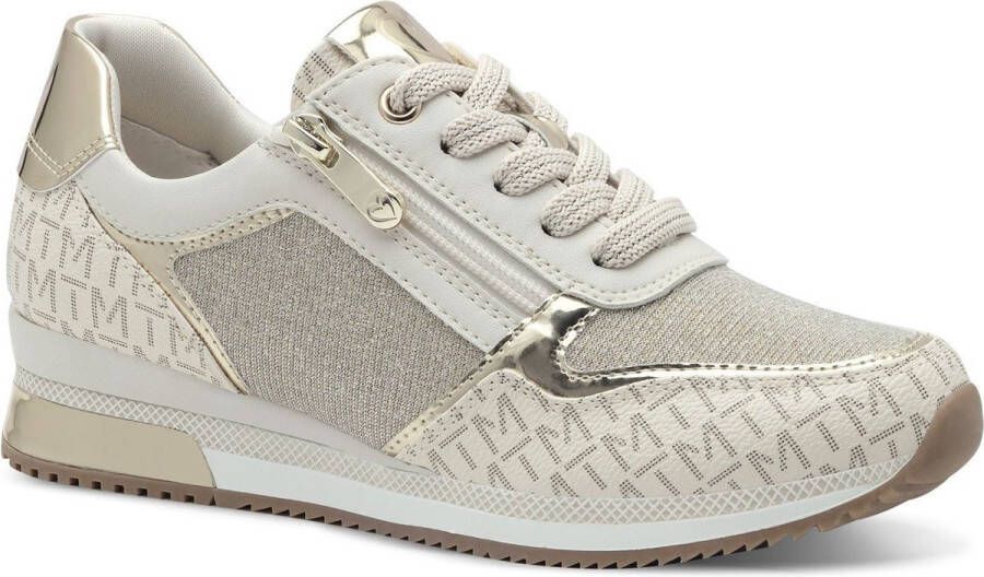 Marco Tozzi Sneakers met sleehak vrijetijdsschoen lage schoen veterschoen met logo-print