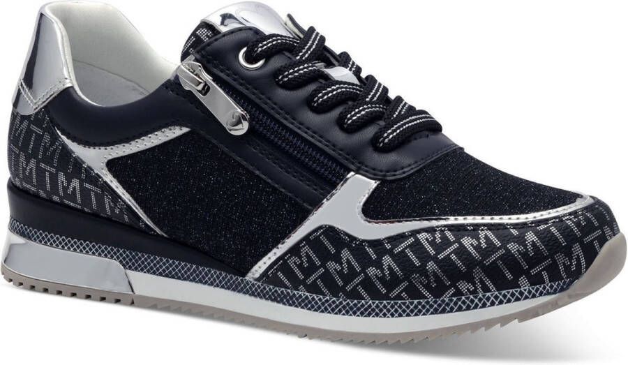 Marco Tozzi Sneakers met sleehak vrijetijdsschoen lage schoen veterschoen met logo-print