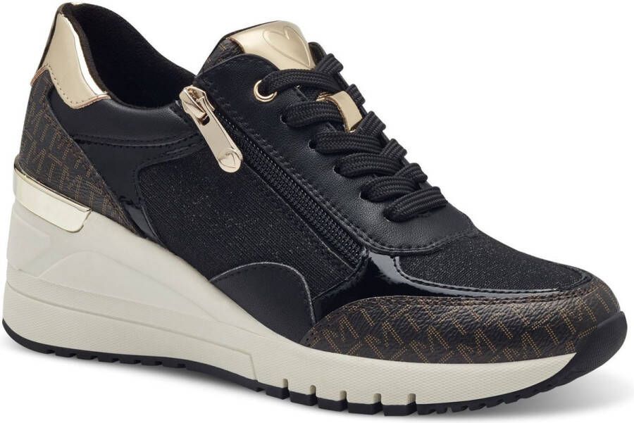 Marco Tozzi Sneakers met sleehak vrijetijdsschoen lage schoen veterschoen in vegan uitvoering