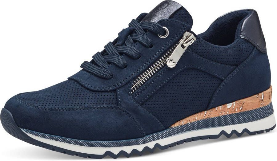 Marco Tozzi Sneakers met sleehak vrijetijdsschoen lage schoen veterschoen in vegan uitvoering