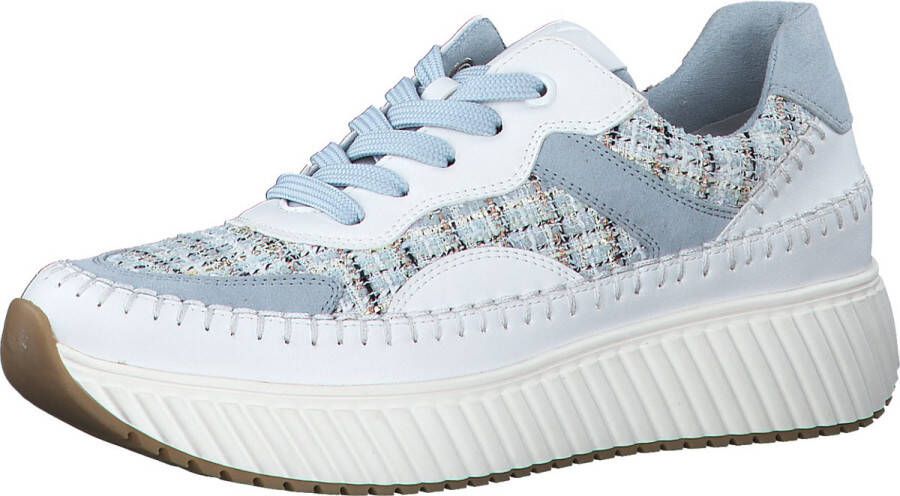 Marco Tozzi MT Soft Lining + Feel Me removable insole Dames Sneaker WHITE LIGHT BLUE