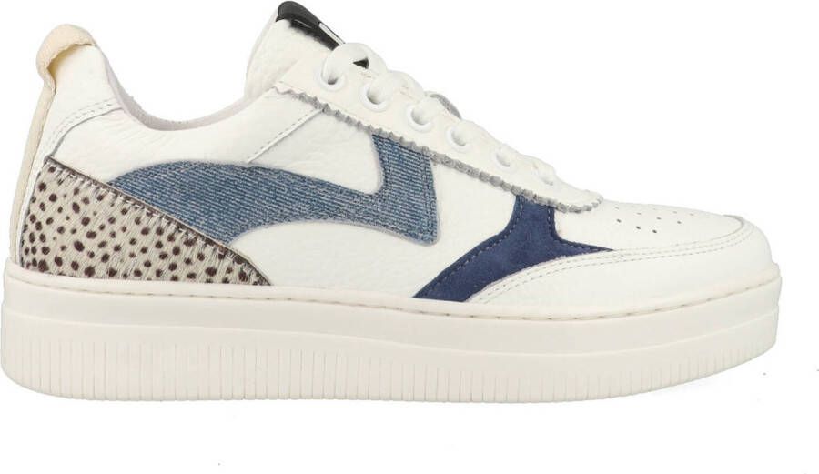 Maruti Mave | White Blue Denim Pixel Wit Leer Lage sneakers Dames