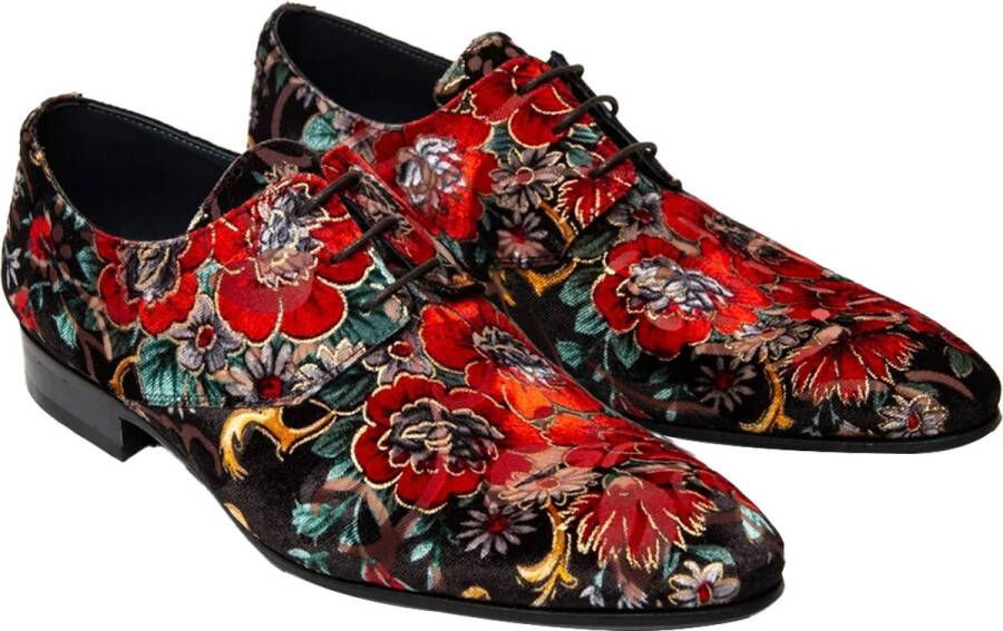 Mascolori Herenshoenen Floral Firework Handgemaakte Schoenen in Leer