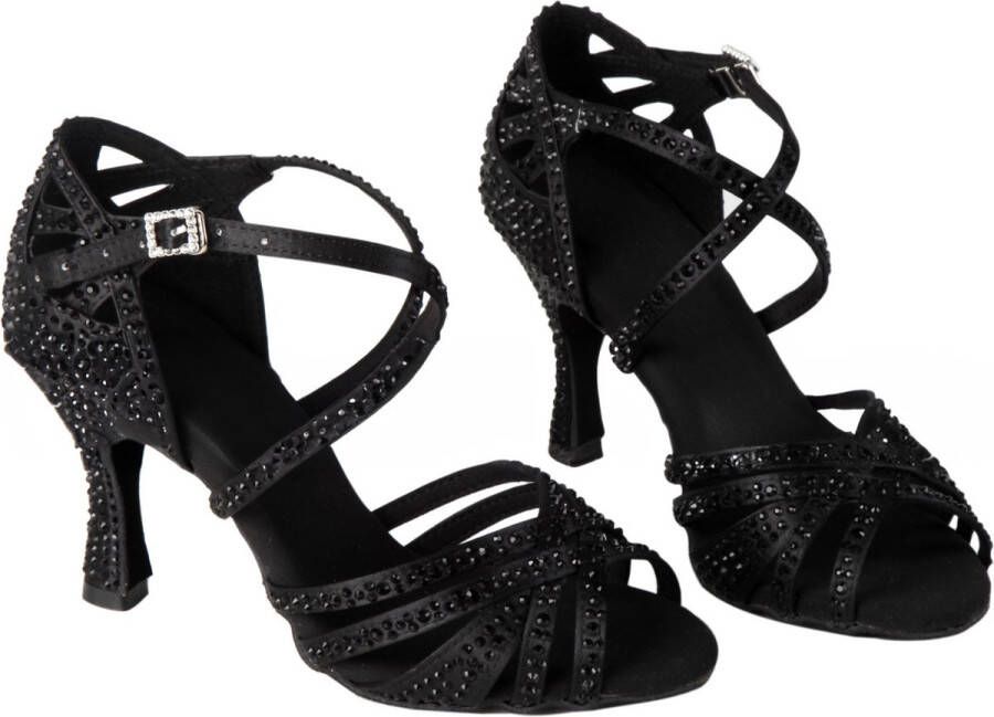 Masey Dansschoenen Latin Dames Salsa Bachata Kizomba Danshakken Zwart diamant