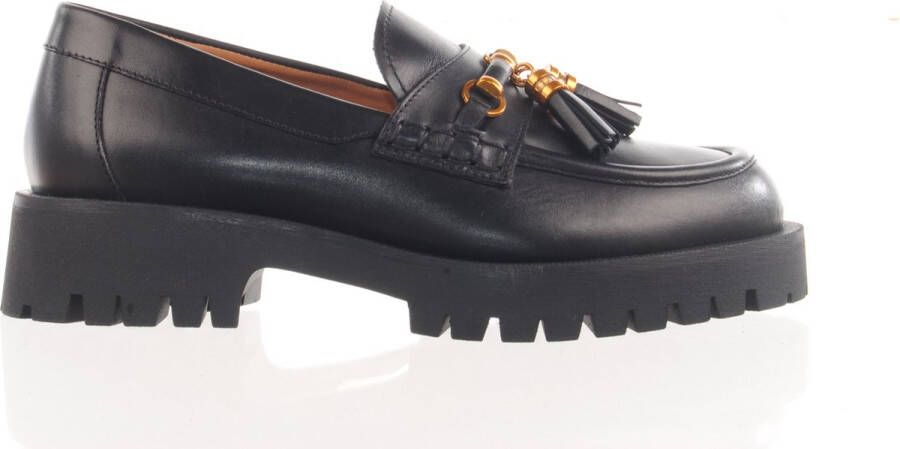 MAURY elegante damesmocassins chunky zool zwart