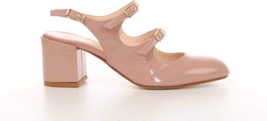 MAURY slingback met gespen in nude lakleder